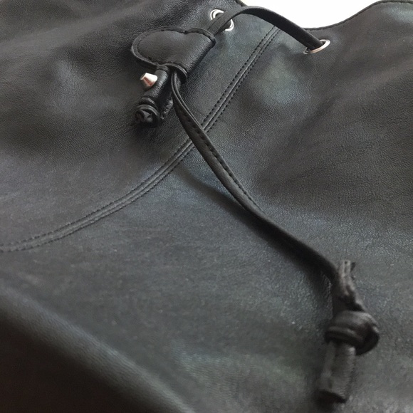 NWOT Material Girl Black Faux Leather Studded Bucket Bag Purse - Picture 2 of 5